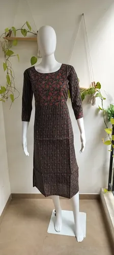 Premium Black Side Open Cotton Kurti